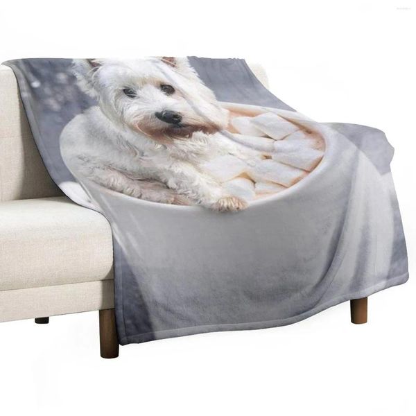 Couvertures West Highland White Terriers Mug Couverture Flanelle Tissu Lit Plaid Sur Le Canapé Couette