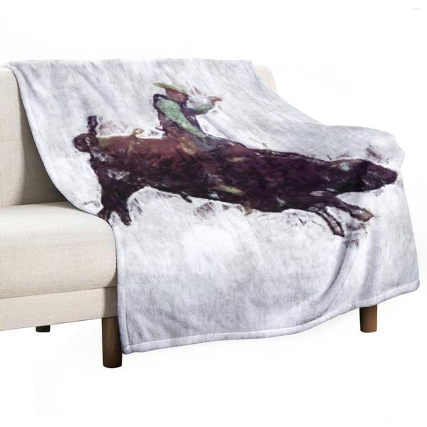 Couvertures de style occidental Bull Rider Rodeo Cowboy, couverture décorative pour canapé