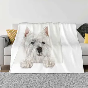 Dekens Westie Topkwaliteit comfortabele slaapbank Zachte deken West Highland White Terrier Hond Portretten Digitaal