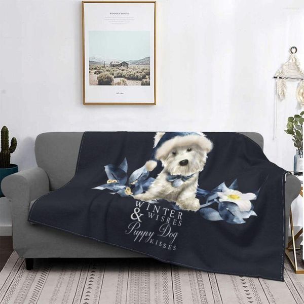 Mantas Westie West Highland White Terrier Patrón Franela Manta Manta Suave Divertido Cálido Camping Regalos Niños Niñas Sofá Sofá Cama Decoración