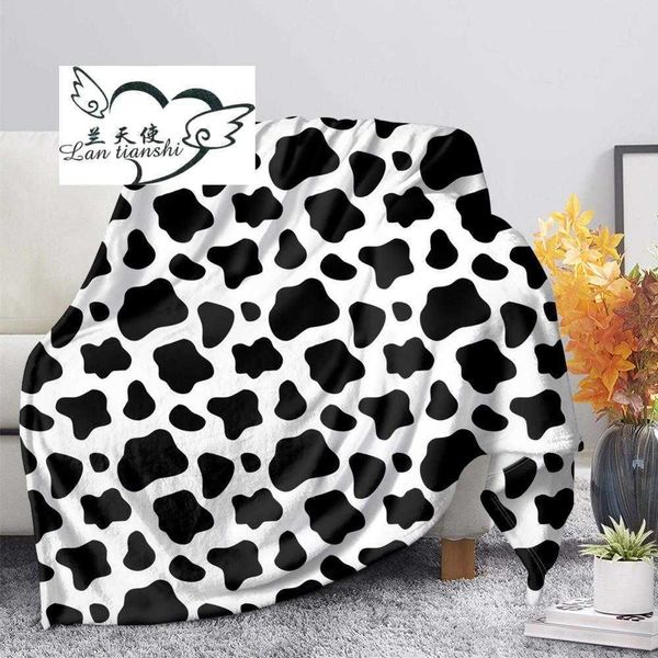 Mantas Blanco Negro Vaca leopardo Estampado de lana Manta Cálida Dormitorio Mantas Cama Sofá Ropa de cama Textiles para el hogar Edredón para niños adultos