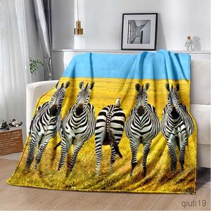 Dekens Wild Animal Zebra Soft Pluche Deken Flanel Deken Throw Deken voor woonkamer Bedroom Bed Sofa Picnic Kids R230819