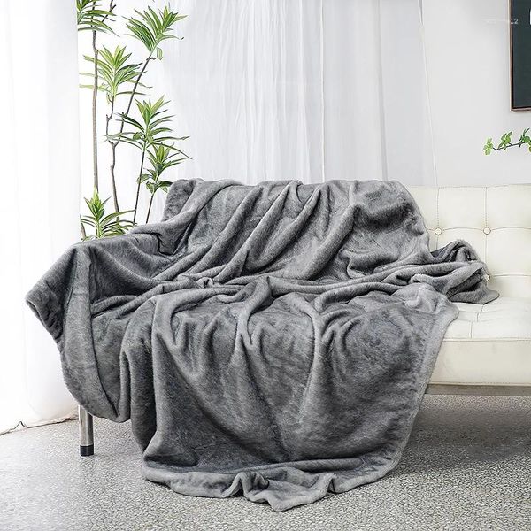 Mantas Invierno Autumn Fluffy Throw Manta Pure Grey Bedspread Faux Fur Sofá Oficina de oficina