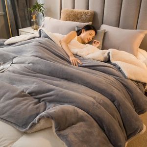 Couvertures d'hiver polaire Super doux épaissir couleur unie couverture chaude pour canapé-lit confortable couvertures de couette de luxe 231027