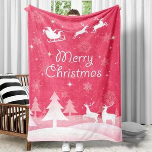 Dekens winter roze flanel deken kerstthema cartoon patroon warm soft gooi rood kantoor slaapstop quilt
