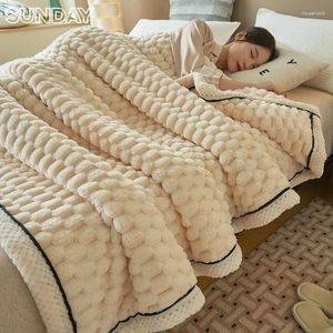 Dekens Winter Warm Pluche Voor Bed Pluizig Zacht Bump Mapping Plaid Koningin Deken Sofa Home Decor Gezellig Verdikt Bont Gooi