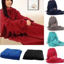 Couvertures Femmes Hommes Chaud Doux Corail Polaire Cuddle Snuggle Couverture avec manches famille hiver chaud laine couverture robe châle 231123