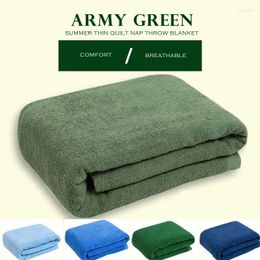 Couvertures Wostar Summer Army Green Toule Coton Quilt Nap Napte Cover Lit Soft Air Climating Cool Thin Coubitre Louure de luxe 150