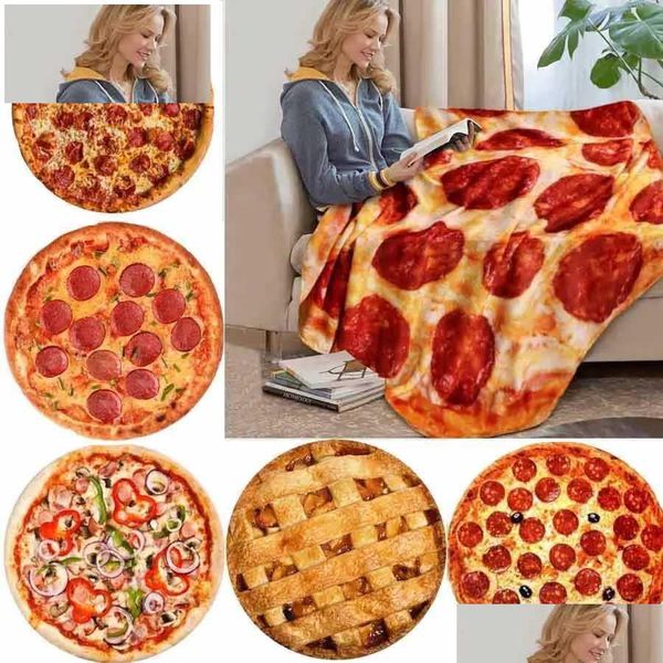 Couvertures Wostar Coral Fleep Tortilla Pizza Pizza Couverture Mexicaine Round Round Lavash Sofa Plaid Plaid Bedpread Winter Throw DRO DHKCL