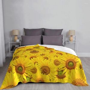 Mantas amarillas Manta de impresión de girasol de girasol portátil para la cama de ropa de cama al aire libre