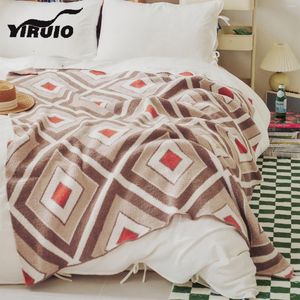 Dekens yiruio geometrische streep plaid deken super zachte gezellige donsachtige woning decor bed bank gebreide worp moderne warme quilt