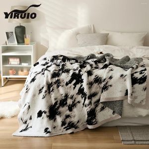 Couvertures yiruio encre peinture en microfibre couverture microfibre luxe luxe jacquard motif de lit de lit chaud doux et confortable chaise tricotée