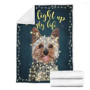 Couvertures You Light Up My Life Yorkshire Dog Couverture polaire imprimée portable pour adultes/enfants Sherpa