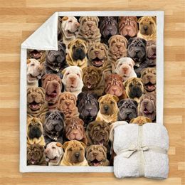 Dekens Je hebt een stel Shar Peis Deken 3D Gedrukt Fleece op Bed Home Textiles Dreamlike