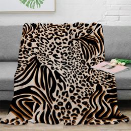 Mantas Cebra y textura de leopardo Manta de franela Cálido Sofá suave Hoja de invierno Colcha Camping Viajes 231218