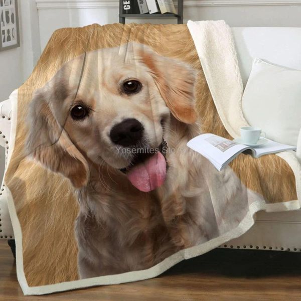 Couvertures Zevrez Golden Retriever Couverture Cadeau mignon Enfants avec chien dessus Cadeaux de flanelle douce pour amoureux