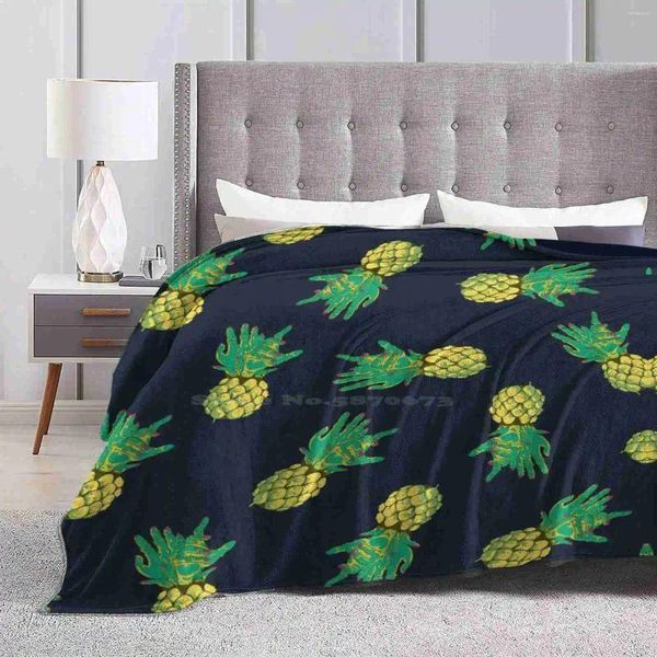 Couvertures zombies imprimer nouveauté mode couverture chaude douce ananas ananas fruit bleu jaune mort effrayant effrayant tropical tropical