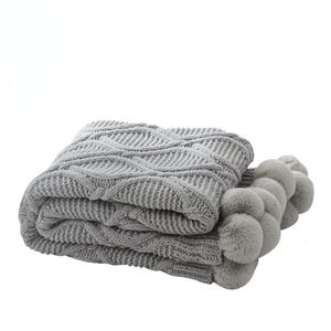 Couverture en tricot épais de couleur unie, couverture en chenille, boule de laine tricotée, décorative, pour la sieste, la sieste, le canapé, 221203