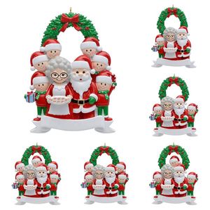 Spaties kerstfamilie decoraties boom hanger van 2-8 hoofden Xmas hangende ornamenten diy naam en zegen met lanyard