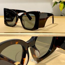 Blaze Havana/Groen Cat Eye zonnebril voor dames Grote zonnebril Zomertinten Sunnies UV-beschermingsbril met doos
