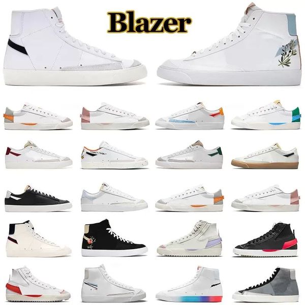 Blazer Chaussures Casual Blazers Low Vintage Sail Navy Blanc Noir Racer Bleu Sarcelle Foncé Vert Pin Optique Jaune Fumée Légère Gris Designer Sport Baskets