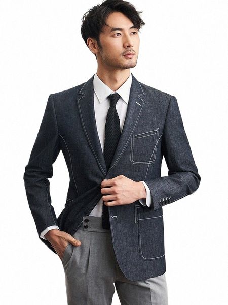 Blazer para hombres Negro Gris Slim Fit Casual 2022 New Fi Chaquetas Estilo de ocio 44 Chicos jóvenes Tamaño pequeño Fiesta de fiesta Desgaste V2ks #