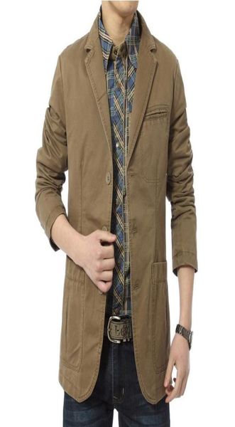 Blazer para hombre Blazers casuales Algodón Denim Parka Men039s chaquetas ajustadas Ejército Verde Caqui Talla grande MXXXL 4XL prendas de vestir al aire libre c2850884