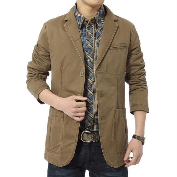 Blazer para hombre, Blazers informales, Parka vaquera de algodón, chaquetas ajustadas para hombre, verde militar, caqui, talla grande M-XXXL 4XL, prendas de vestir para exteriores c231K