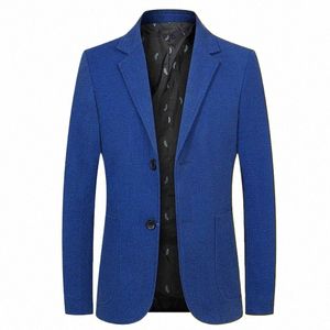 Blazer hommes vêtements nouveau simple boutonnage solide costume décontracté veste printemps automne manches Lg poche Busin Terno Masculino a9Qy #