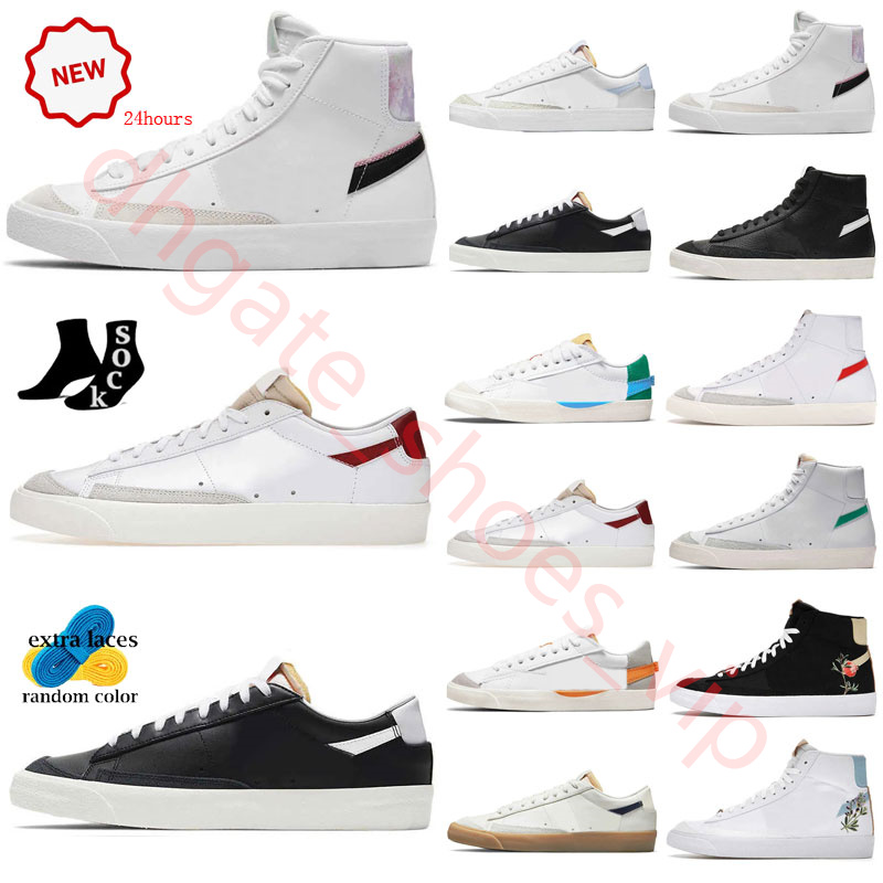 Blazer Mid 77 Branco Preto Barroco Marrom Sapatos Casuais Homens Mulheres Brincalhão Fontes Azul Vermelho Índigo Game Royal Multi Suede Arctic Punch Designer Tênis