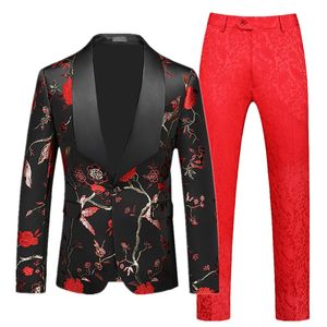 Blazer pantalon mode hommes costumes de mariage 2 pièces ensemble noir rouge bleu hommes d'affaires fête sociale robe de smoking Slim Fit vêtements 231229