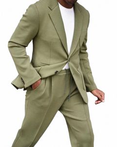 Blazer Sets Bruiloft Pakken Voor Mannen Groen 2 Stuks Outfits Slim Fit Custome Grote Maat Tuxedo Homme Bruidsjonkers Party Elegant Dr 23Ab #