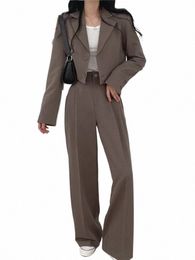 Blazer Costumes Lg manches Fi manteau noir pantalon taille haute deux pièces ensembles femmes tenues 2023 automne bureau dame pantalon coréen h7wi #