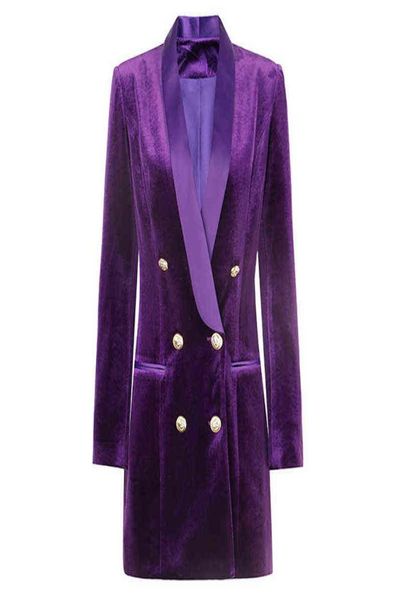 Blazer Vestido de mujer Nuevo diseño Púrpura Temperamento largo Oficina Señoras Primavera Otoño Abrigo Chaquetas de terciopelo sueltas Blazer de alta calidad J27364569