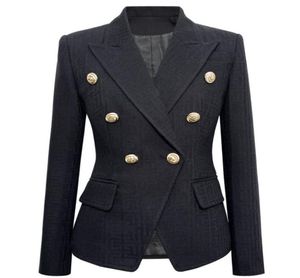 Blazer Women Jacket 2022 Highquality Plus Size Dames Suits S5XL B Home Lion Button Short Black White Jacquard Jacket9077814