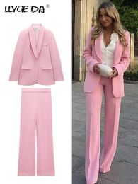 Blazer Femmes Costumes Bouton Unique Blazers Veste Lâche Printemps Couleur Bonbon Pantalon Droit Mode Haute Tenue Urbaine Tenue 240130