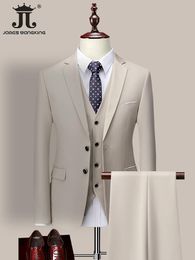 Blazers 13 colores 5xl (chaqueta + chaleco + pantalones) Traje formal de negocios para hombre de marca de gama alta Vestido de novia de tres piezas para novio Traje de color sólido