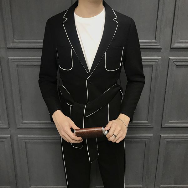 Blazers 2019 primavera y verano nuevos pantalones de traje de negocios para hombres chaqueta delgada de moda traje de banquete anfitrión casual de dos piezas