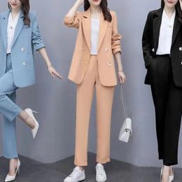 Blazers 2023 Nouvelles saisons de printemps et d'automne Mode et élégance Simple Trajets Solide Double Bouton Surdimensionné À Manches Longues Costume Manteau