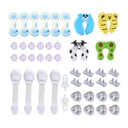 Blazers 44pcs Baby Tiryer Secup Set Set Power Power Socket Cover Kit Household Children Children Door Stopper Guard Ensemble