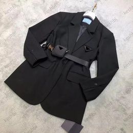 Blazers Moda Casual Mujer Blazers Traje de diseñador Retro P Letra Chaqueta de un solo pecho Abrigos de oficina de manga larga con cinturón Para mujer para hombre Su