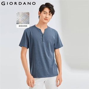 Blazers Giordano, camisetas para hombre, camisetas de manga corta con cuello Henley de Color sólido, camisetas 100% relajadas de algodón 01022418