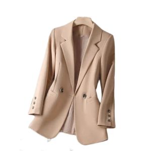 Blazers Khaki Leisure Suit Women's Coat Spring Automne NOUVEAU Temperament Slim Fit Ladies confortable Ligner Wild Blazer S4xl