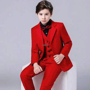 Blazers Kids Navy Blue Wedding Suit pour garçons Birthday Photography Dress Child Red Blazer School Performance Party Part