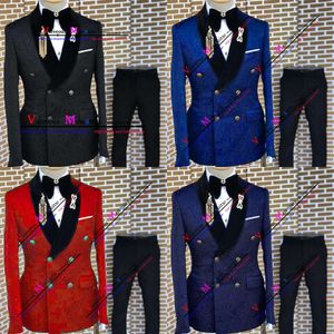 Blazers Men's Black Jacquard Pak Slim Fit Double Breasted Wedding For Men Formal Prom Suits Tuxedo 3 stuks Blazer Vest Pant 230316 S 2016