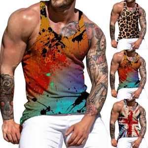 Blazers Hommes 3D Impression Numérique Débardeurs Léopard Tie Dye Mode D'été Et Loisirs O Cou Gilet Hommes Gym Vêtements Bodybuilding Nouveau