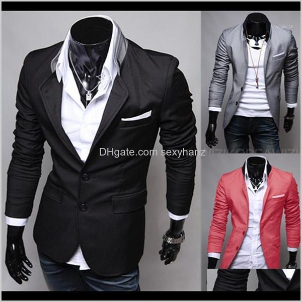 Blazers ropa para hombre entrega directa 2021 moda Casual algodón Delgado estilo coreano traje Blaser Masculino trajes masculinos chaqueta Blazer hombres Pl