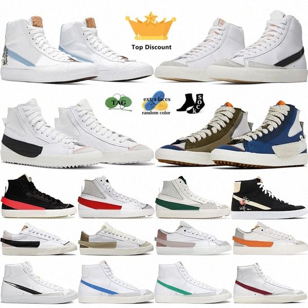 Blazers Mid 77 Vintage Hommes Femmes Casual Chaussures Noir Atomic Rose Cool Gris Code Couleur Popcorn Daim Deep Royal Skateboard Baskets C11m #