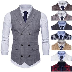 Blazers Nieuwe 2020 Tweed Pak Mannen Vest Geruite Mouwloze Jas Vesten voor Mannen Vest Vintage heren vest met Revers gilet homme kostuum