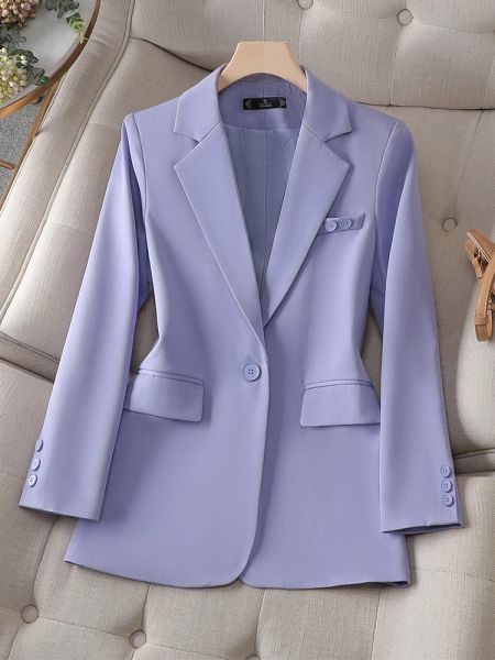 Blazers nouveauté automne hiver femmes dames Blazer violet abricot femme à manches longues solide veste formelle manteau